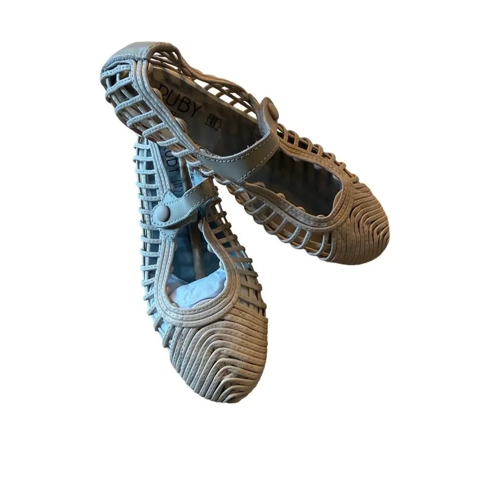 2/$30 NEW Ruby Label 12 US Kid Girl Off White Cream Perforated Mary Jane Shoes
